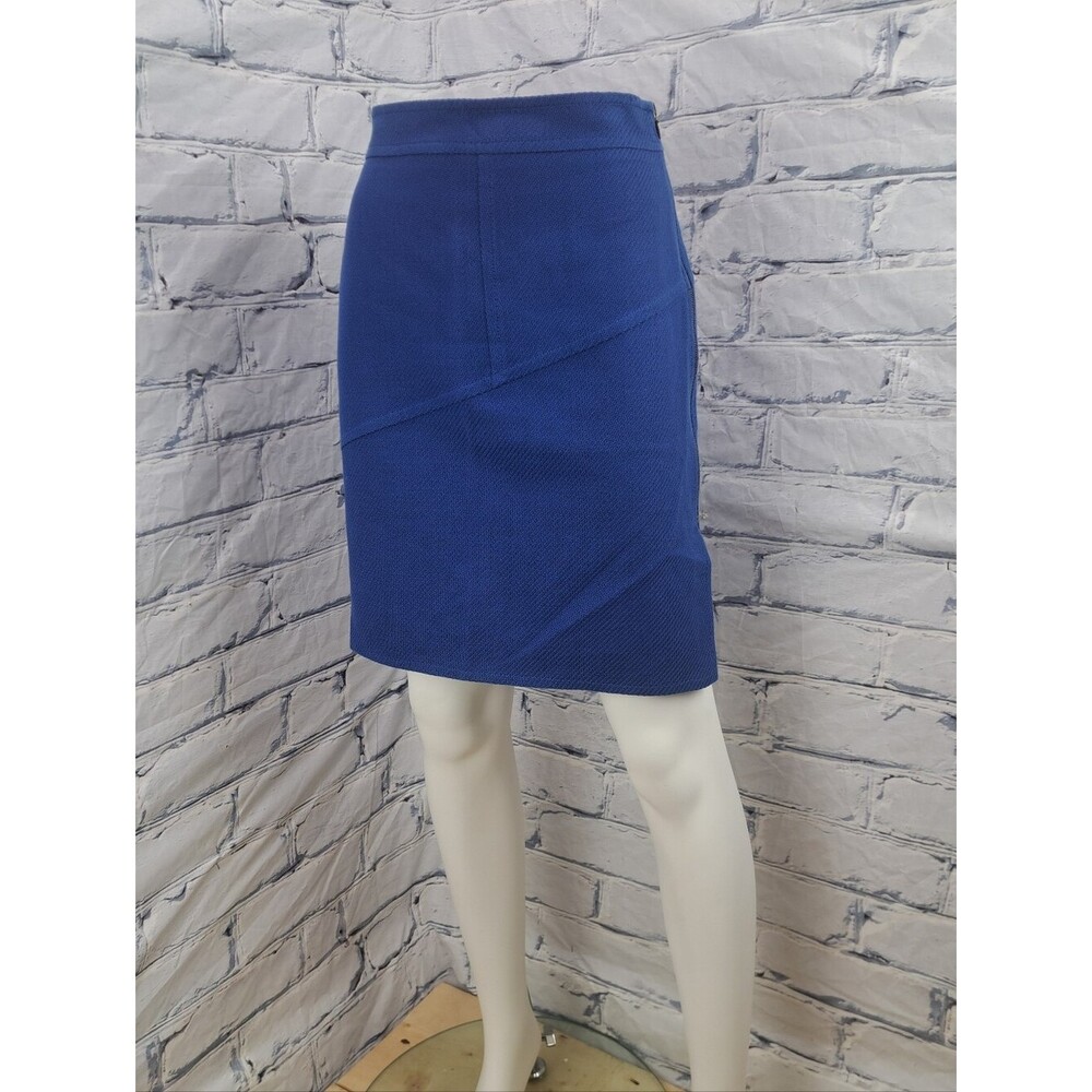 Judith & Charles Women's Skirt Side Zip A-Line Wool Cotton Blue Canada sz 10 US
